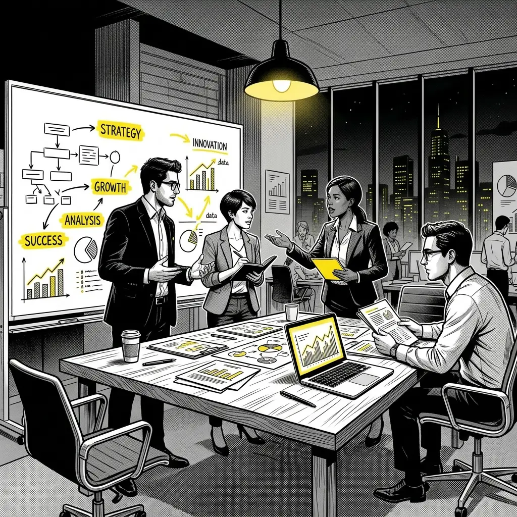 Controlling Team, das über Kennzahlen diskutiert.